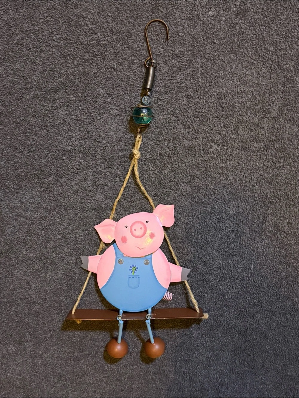 Pink Pig Hanging Garden Ornament
